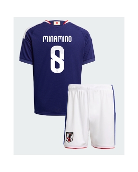 Billige Fotballdrakt Japan Takumi Minamino #8 Replika Hjemmedraktsett Barn VM 2026 Kortermet (med bukser)